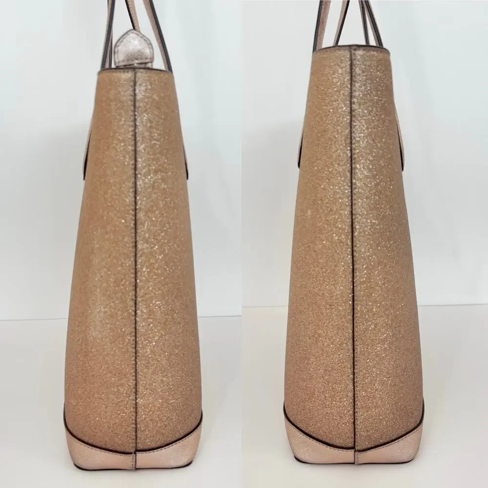 Kate Spade Tinsel Tote Bag in Rose Gold Shimmer